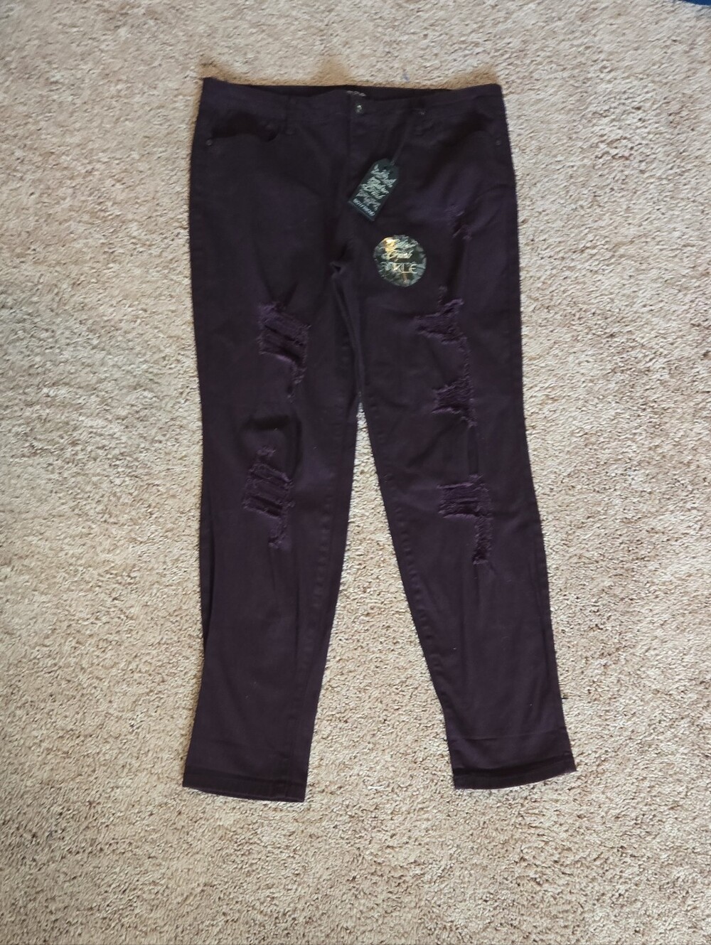 Juniors/teen Ripped Skinny Jeans - Dark Plum